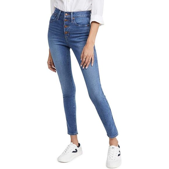 Madewell 10” High Riser Skinny Skinny Button Front Jeans Size 25 - Picture 1 of 13